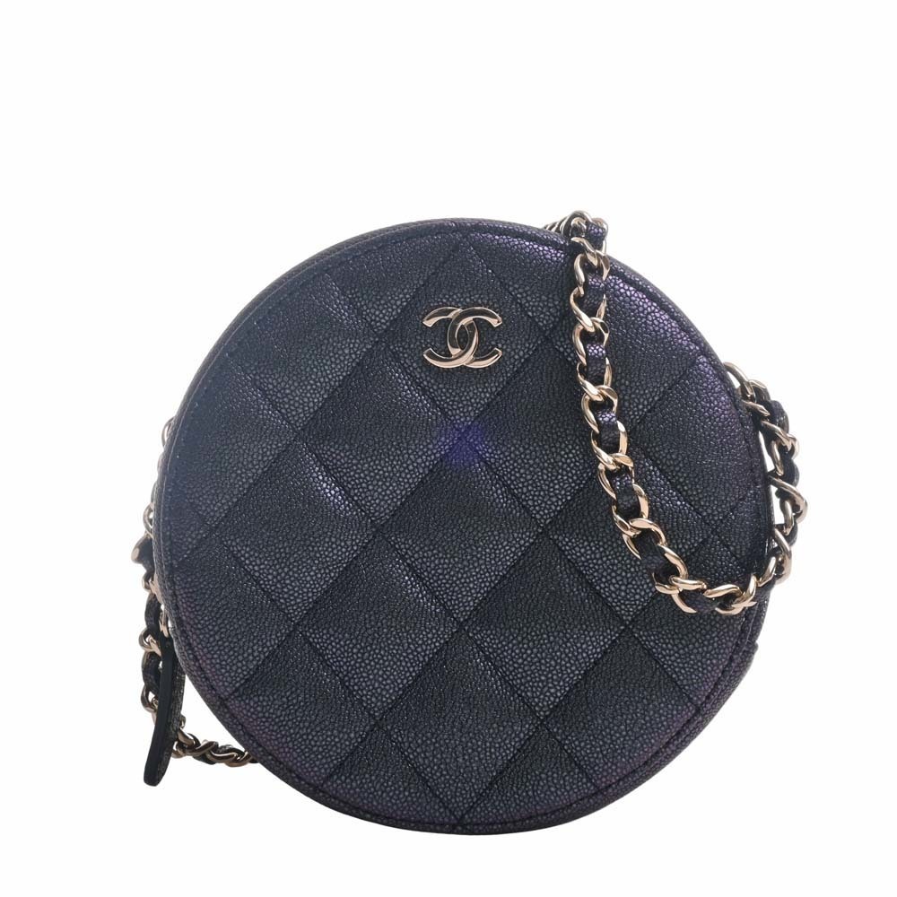 Chanel Caviar Skin Matelasse Coco Mark Chain Shoulder Bag Metallic
